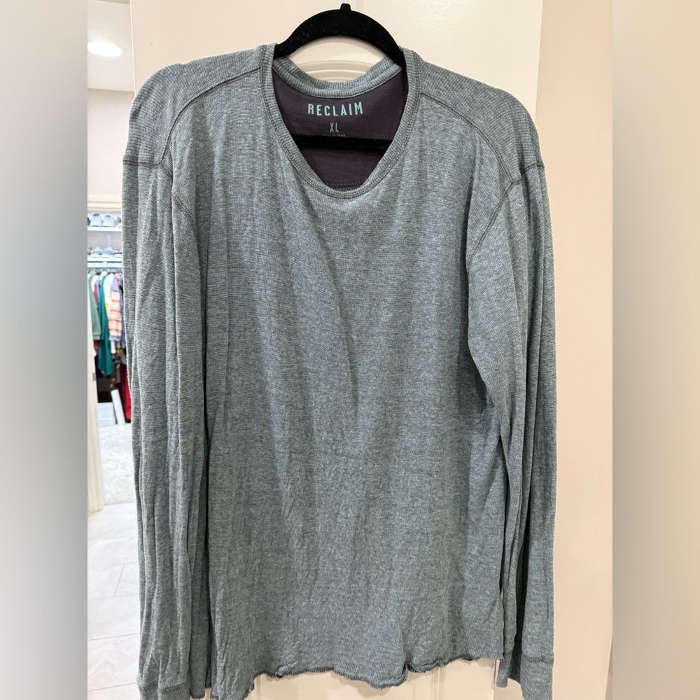 Reclaim Men’s Robin’s Egg Blue & Brown Heathered Thermal Long Sleeved Shirt